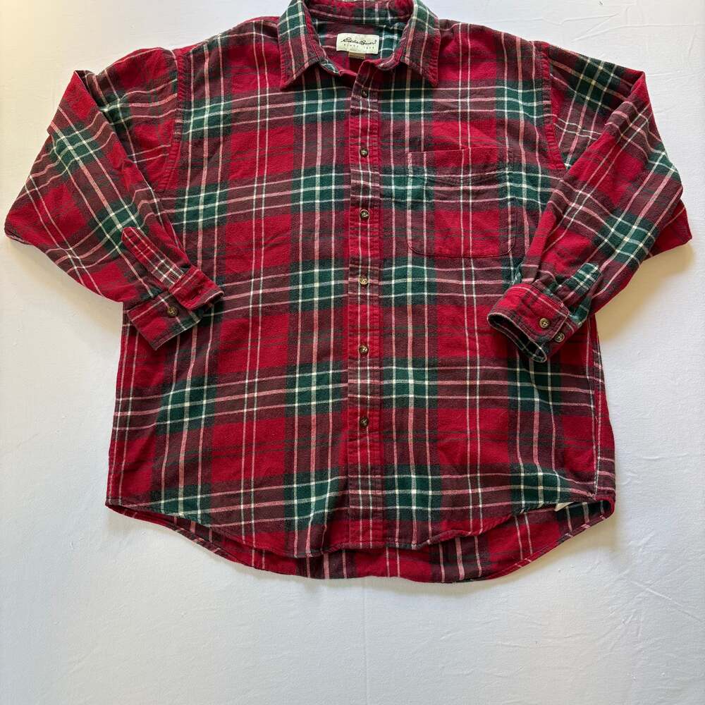 Eddie Bauer Long Sleeve Flannel, Men’s Medium, Red Plaid